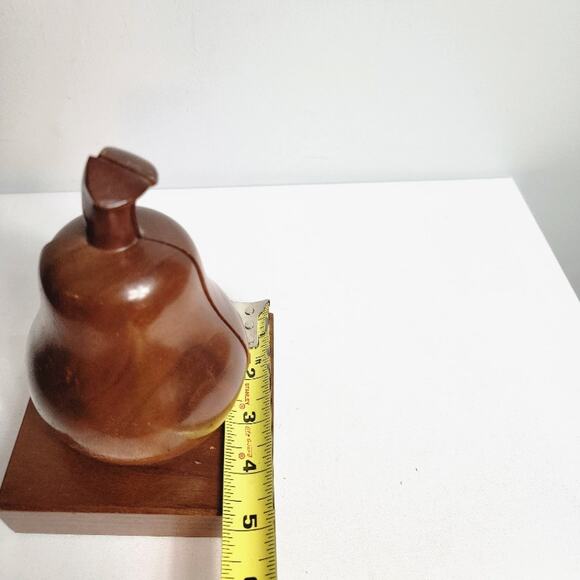 Vintage MCM Mahogany Wood Pear Apple Bookends Teacher Home Decor Library - Picture 6 of 8